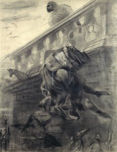 Scéna z "Notre-Dame de Paris", Victor Hugo (1802-85) (tužka a křída na papíře) od Gustave Dore