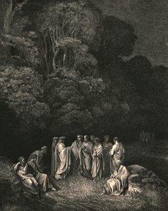 Tak jsem spatřil sjednocenou jasnou školu jeho monarchy nejvznešenější písně, c1890. od Gustave Dore
