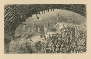 Diváci sledující závod lodí od Gustave Dore