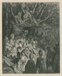 Diváci sledující závod lodí z břehu řeky od Gustave Dore