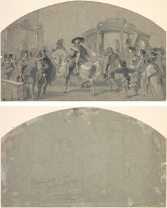 Pouliční scéna (recto); Skici (verze) od Gustave Dore
