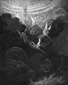 Archanděl Michael a jeho andělé bojující s drakem, 1865-1866 od Gustave Dore