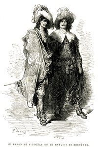 Baron de Sigognac a markýz de Bruyeres. Rytina Gustava Doreho ilustrující román Theophila Gautiera "Le capitaine Fracasse", edice Charpentier 1863. od Gustave Dore