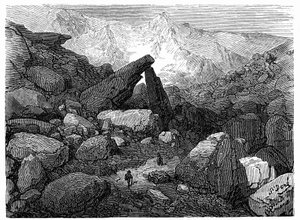 Stezka chaosu vedoucí k Cirque de Gavarnie: rytina Gustava Doreho ilustrující knihu "Cesta do Pyrenejí Hippolyta Taina", Hachette 1860. od Gustave Dore