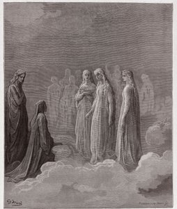 Božská komedie (La Divina Comedia, La Divine Comedie), Paradiso, Canto 3: První říše: Piccarda Donati a duše, jejichž sliby byly porušeny - Dante Alighieri (1265-1321) - Ilustrace Gustave Dore (1832-1883 ) od Gustave Dore