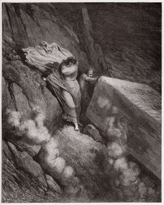 Božská komedie (La Divina Commedia, La Divine Comedie), Inferno, Canto 11: Hořící hrobka papeže Anastasia II - od Dante Alighieriho (1265-1321) - ilustrace Gustave Dore (1832-1883) od Gustave Dore