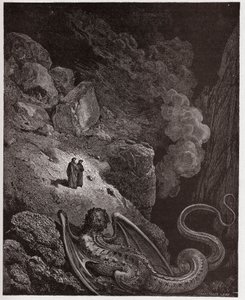 Božská komedie (La Divina Commedia, La Divine Comedie), Inferno, Canto 17: Geryon, symbol klamu - Dante Alighieri (1265-1321) - Ilustrace Gustave Dore (1832-1883) od Gustave Dore