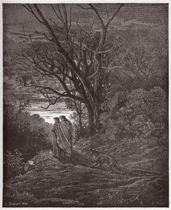 Božská komedie (La Divina Commedia, La Divine Comedie), Inferno, Canto 1: Objevuje se vlčice - Dante Alighieri (1265-1321) - Ilustrace Gustave Dore (1832-1883) od Gustave Dore