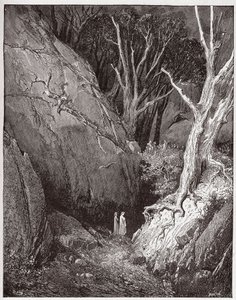 Božská komedie (La Divina Commedia, La Divine Comedie), Inferno, Canto 1: Virgil a Dante začínají svou cestu - Dante Alighieri (1265-1321) - Ilustrace Gustave Dore (1832-1883) od Gustave Dore