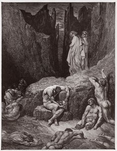 Božská komedie (La Divina Commedia, La Divine Comedie), Inferno, Canto 29: Vergilius kárá Danteho zvědavost - od Dante Alighieri (1265-1321) - Ilustrace Gustave Dore (1832-1883) od Gustave Dore