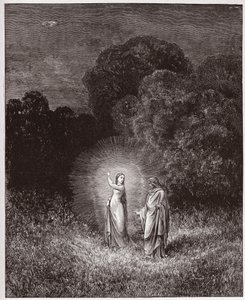 Božská komedie (La Divina Commedia, La Divine Comedie), Inferno, Canto 2: Beatrice a Virgil - od Dante Alighieri (1265-1321) - ilustrace Gustave Dore (1832-1883) od Gustave Dore