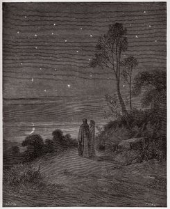 Božská komedie (La Divina Commedia, La Divine Comedie), Inferno, Canto 2: Stmívající se obloha první noci - Dante Alighieri (1265-1321) - Ilustrace Gustave Dore (1832-1883) od Gustave Dore