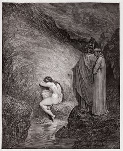Božská komedie (La Divina Commedia, La Divine Comedie), Inferno, Canto 30: Myrrha, odsouzená za incest - Dante Alighieri (1265-1321) - Ilustrace Gustave Dore (1832-1883) od Gustave Dore