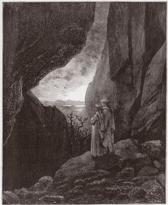 Božská komedie (La Divina Commedia, La Divine Comedie), Inferno, Canto 34: Virgil a Dante vystupují do horního světa - od Dante Alighieri (1265-1321) - ilustrace Gustave Dore (1832-1883) od Gustave Dore