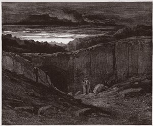 Božská komedie (La Divina Commedia, La Divine Comedie), Inferno, Canto 3: Vergilius a Dante u bran pekla - od Dante Alighieri (1265-1321) - ilustrace Gustave Dore (1832-1883) od Gustave Dore