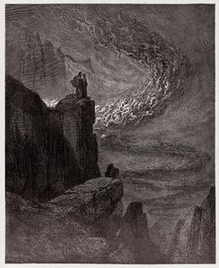 Božská komedie (La Divina Commedia, La Divine Comedie), Inferno, Canto 5: Minos soudí provinění a posílá duše - Dante Alighieri (1265-1321) - Ilustrace Gustave Dore (1832-1883) od Gustave Dore