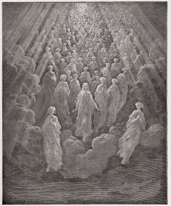 Božská komedie (La Divina Commedia, La Božská komedie), Paradiso, Canto 5: Zástup nesčetných zářících duší ve druhé říši – Dante Alighieri (1265–1321) – Ilustrace Gustave Dore (1832–1883) od Gustave Dore