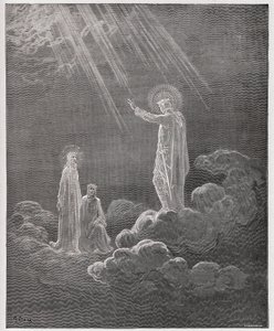 Božská komedie (La Divina Commedia, La Divine Comedie), Paradiso, Canto 8: Charles Martel oslovuje Danta a Beatrice - od Dante Alighieri (1265-1321) - ilustrace Gustave Dore (1832-1883) od Gustave Dore