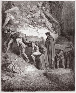 Božská komedie (La Divina Commedia, La Divine Comedie), Purgatorio, Canto 11: Duše hrdých, nesoucí těžké kameny - Dante Alighieri (1265-1321) - Ilustrace Gustave Dore (1832-1883) od Gustave Dore