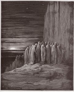 Božská komedie (La Divina Commedia, La Božská komedie), Purgatorio, Canto 18: Množství lenochů - Dante Alighieri (1265-1321) - Ilustrace Gustave Dore (1832-1883) od Gustave Dore