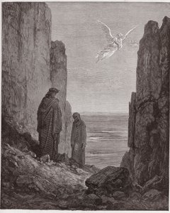 Božská komedie (La Divina Commedia, La Divine Comedie), Purgatorio, Canto 19: Básníci vystupují do pátého kruhu - od Dante Alighieri (1265-1321) - ilustrace Gustave Dore (1832-1883) od Gustave Dore