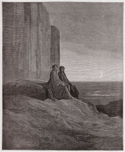 Božská komedie (La Divina Commedia, La Divine Comedie), Purgatorio, Canto 9: Soumrak - od Dante Alighieri (1265-1321) - ilustrace Gustave Dore (1832-1883) od Gustave Dore