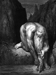 Božská komedie od Dante: Obr Antaeus. od Gustave Dore