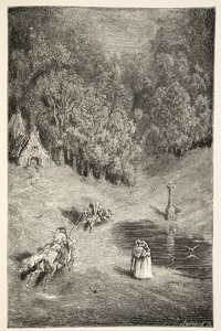 The Encounter between Arthur and Pellinore, from Stories of the Days of King Arthur od Charles Henry Hanson, pub.1898 od Gustave Dore