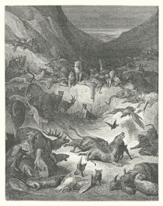 La Fontainovy bajky: Zvířata nemocná morem (rytina) od Gustave Dore