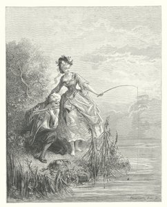 La Fontainovy bajky: Ryba a pastýř, který hrál na klarinet (rytina) od Gustave Dore