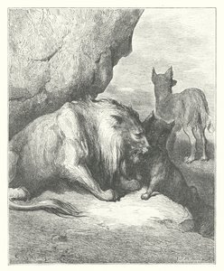 La Fontainovy bajky: (rytina): Pohádky o lvu, vlku a lišce od Gustave Dore
