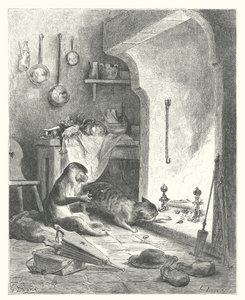 La Fontainovy bajky: Opice a kocour (rytina) od Gustave Dore