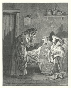 La Fontainovy bajky: (rytina): Stará žena a její sluhové od Gustave Dore