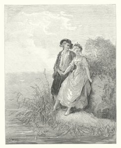 La Fontainovy bajky: Tircis a Amarant (rytina) od Gustave Dore