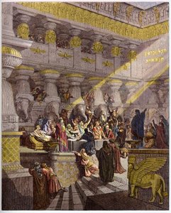 Svátek Baltazara - Belšazarův svátek - Svátek Belšazara - rytina do „“The Bible illustree““ od Gustava Dore (1832-1883) – rytina z „“The Dore Bible““ od Gustave Dore