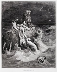 Velká potopa, ilustrace z Doreho bible od Gustave Dore