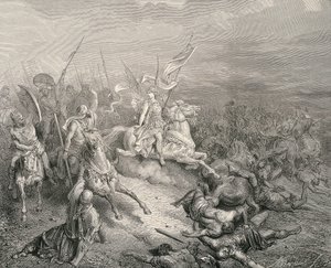 Bible svatá. 1866. Anděl Makabejský. Rytina od Gustave Dore