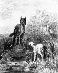 Bajky o vlku a jehněti z La Fontaine od Doré od Gustave Dore