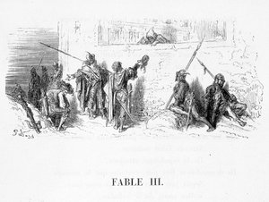 Krysa, která se stáhla ze světa v bajkách Jeana de La Fontaina. Ilustrace Gustave Doré. od Gustave Dore