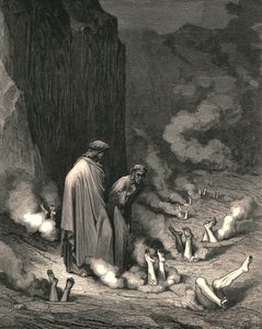 Stál tam mám rád mnicha, který se schovává jako ubožák na zkázu vraždy, c1890. od Gustave Dore