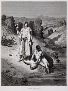 Tobiáš a anděl, ilustrace z Doreho bible od Gustave Dore
