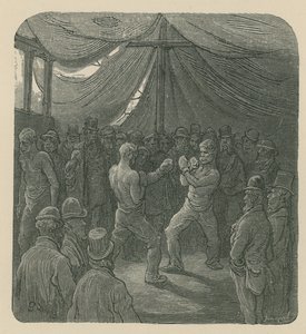 Dva muži boxují, zatímco dav sleduje od Gustave Dore