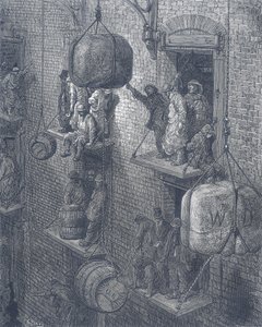 Sklady v Londýně. Od Gustava Doreho a Blancharda Jerrolda Londýn: A Pilgrimage London 1872. od Gustave Dore