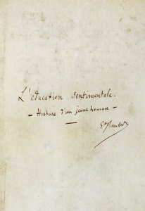 Sentimentální výchova (příběh mladého muže): první strana rukopisu románu Gustava Flauberta, podpis autora - BHVP, Paříž od Gustave Flaubert