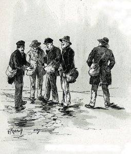 Pouliční obchodníci s tipy na doutníky a cigarety, čtvrť Maubert, Paříž Kresba Gustava Fraiponta (1849-1923) čerpá z „La seine a travers Paris“ od Saint-Juirse