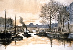 Paříž, řeka Seina a Pont Neuf od Gustave Fraipont
