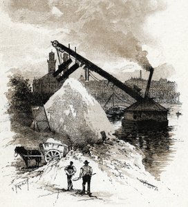 Srovnávače písku na břehu řeky Seiny poblíž pont de l