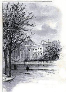 Pohled na Palác Čestné legie (Hotel de Salm) v Paříži“ (Pohled na Palác Čestné legie (Hotel de Salm) Paříž) Kresba Gustava Fraiponta (1849-1923) ze Saint-Juirs od Gustave Fraipont