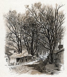 Pohled na nový sklad rue Leopold, bercy Paris (Pohled na sklad rue Leopold In bercy, Paříž) Kresba Gustava Fraiponta (1849-1923) čerpá z „La seine a travers Paris“ od Saint-Juirse