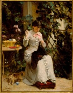 Mladá švadlena od Gustave Francois Lasellaz